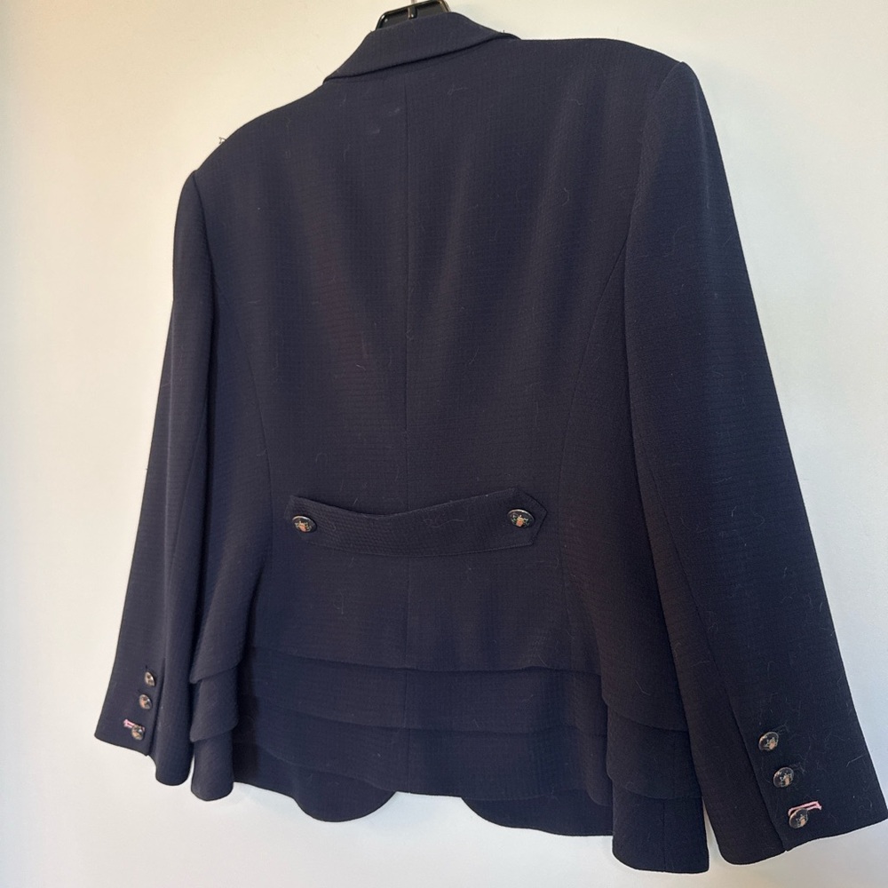 Pink Tartan Navy Tailored Layered Hem Blazer Jacket Women’s Size 10